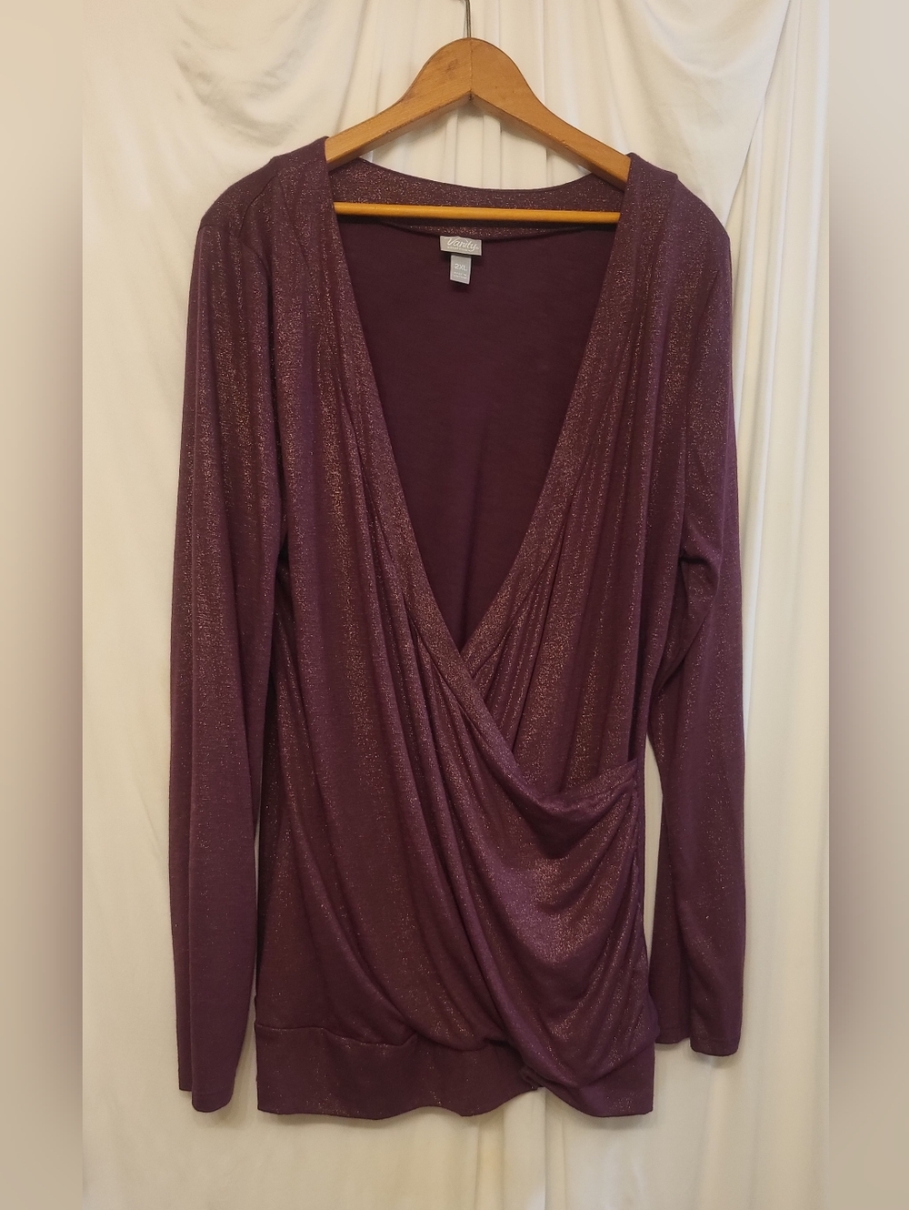 Venus Plum Shimmer Drape Front Top